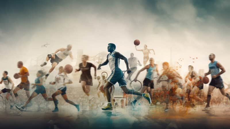 Multiple exposure concept of sport and active lifestyle